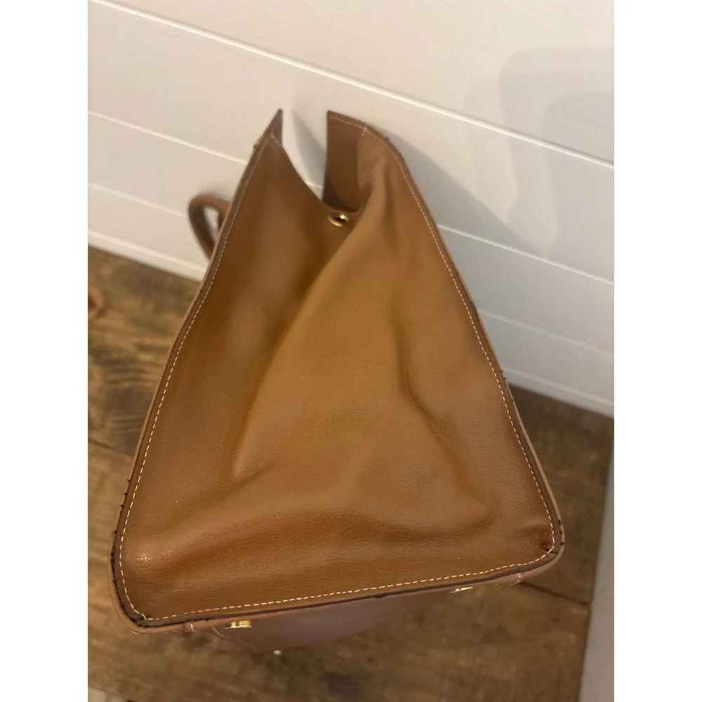 CLAUDIA Firenze made in ITALY Cognac Brown Leather Large Purse Bag Gold Lock